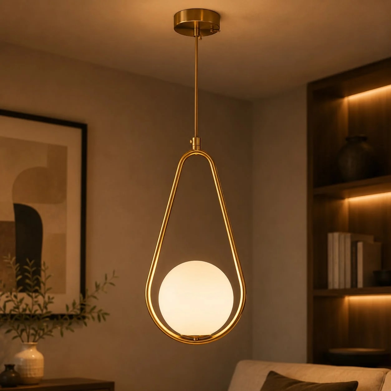 Suspension Larme Globe Opalin