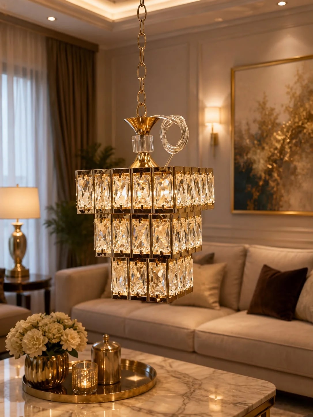 Suspension Cristal Cascade Cube
